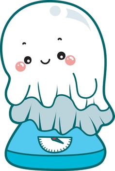 Outline of ghost in the scales. Coloring pages of cute ghost. vector
