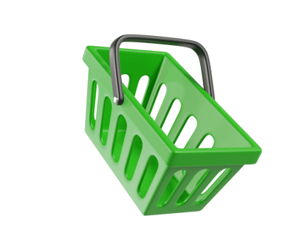 Green empty Shopping Cart from a supermarket for shopping. Shopping Basket, Shopping bag, 3d rendering of the icon png