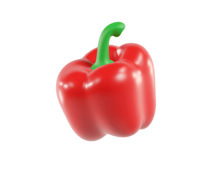 Bulgarian red pepper. Asset for games, web. 3D illustration cartoon vegetable icon png