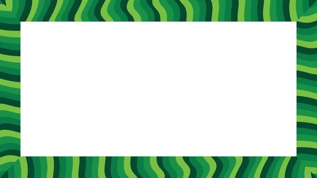 Watermelon rind striped frame border with abstract green pattern on transparent background vector
