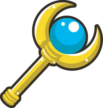 Cute blue stick magic icon. Game illustration elements art. vector