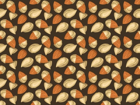 a pattern with nuts and leaves on it vector