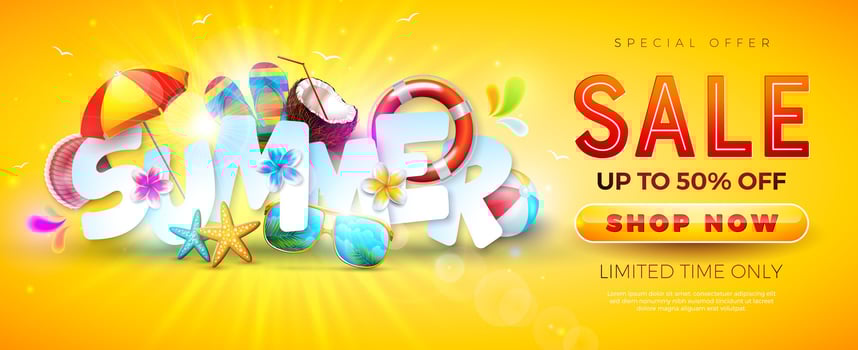 Colorful summer sale banner vector