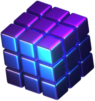 Rubik cube cyberpunk abstract 3D illustration png