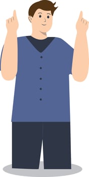 Happy Man Pointing Character with Cartoon Design vector