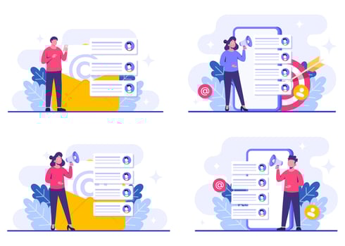 Digital marketing professionals communicating effectively vector