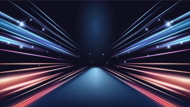 Abstract light with glowing blue and orange neon lines. Futuristic speed background. vector