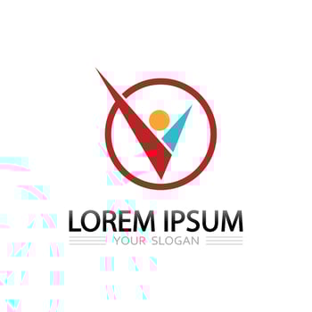 Flat Style Organization Logo with Team of People Working Together in Unity vector