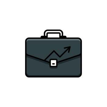 Minimal flat briefcase icon on white background vector
