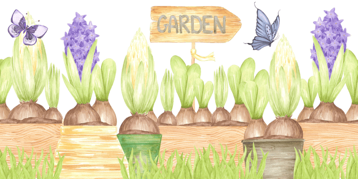 Hand drawn watercolor blooming flowers in pots and boxes seamless border isolated on no background. Can be used for textile, postcard, scrapbook and other printed products png