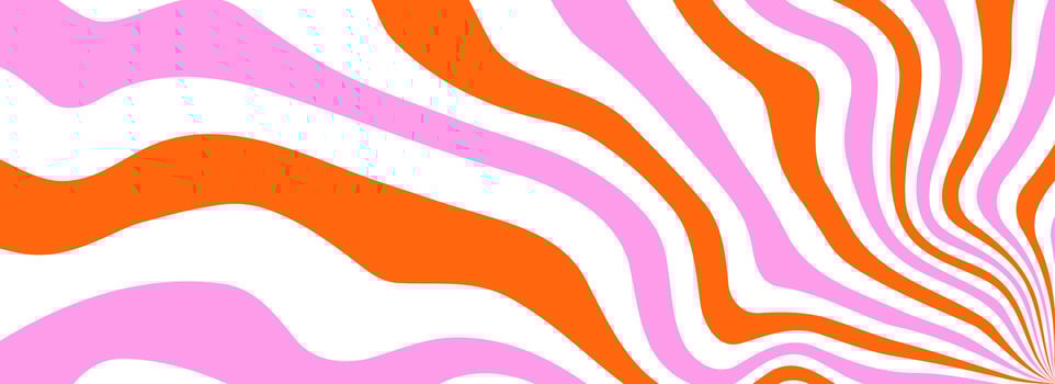 Orange pink trippy burst line background. Psychedelic wavy stripe wallpaper. Groovy twisted sunburst swirl. Distorted curly wave texture design for poster, banner, flyer, cover, print. vector