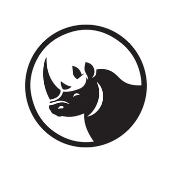 minimalist rhino logo in black and white vector