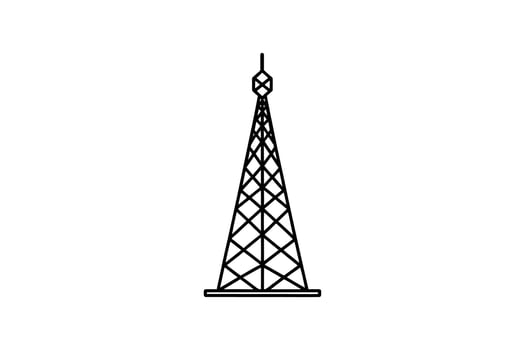 Radio Communication Tower Outline Broadcast Antenna Structure Silhouette Telecommunications Network Station Wireless Technology and Signal Transmission Silhouette vector