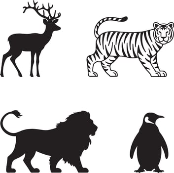 jungle animal set silhouettes animal set design illustration vector