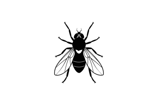Black Silhouette of a Fly on a White Background Insect Illustration vector