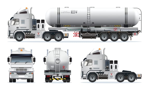 Tanker truck side and front view vector