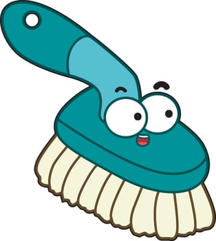 Cute blue brush. Simple cleaning materlials element vector