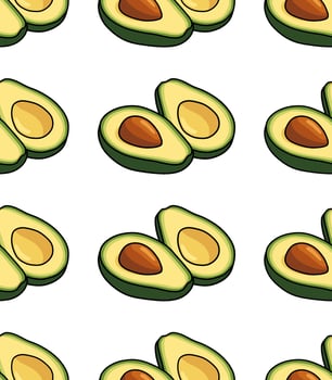 Pattern Seamless Avocado Halves Illustration vector