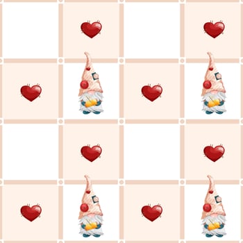 Gnome pattern with hearts illustration vector
