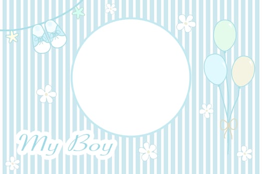 Cute border or frame on newborn concept. Boy or son. Copy space. Photo book, cover, album, greeting card. vector
