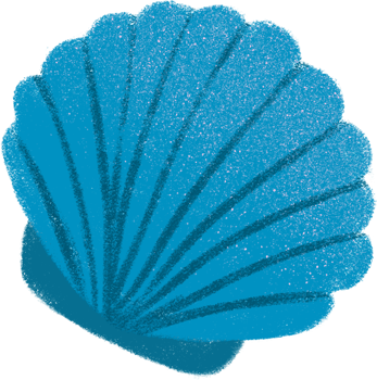 Oyster Cute sea animals in crayon style transparent for stickers, icons, logos, etc. png