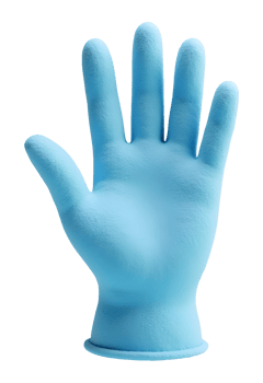 Medical blue glove on hand offers safety, protection, and sterile care png