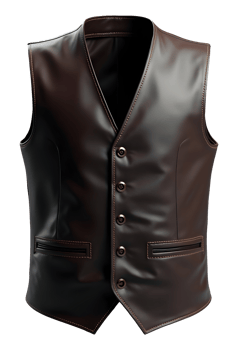 Rich brown leather vest exudes timeless elegance and sophisticated style png