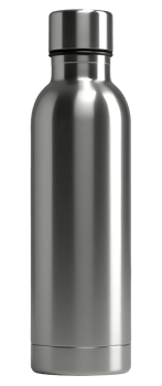 Sleek metal water bottle provides modern hydration. Healthy lifestyle essential png