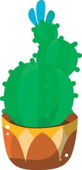 Cactus in the brown pot. Colorful cactus in the pot. vector