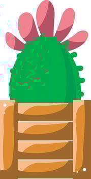 Cactus in the wooden pot. Colorful cactus in the pot. vector