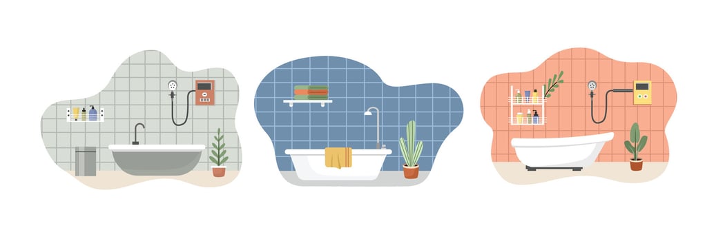 Modern bathroom design illustrations vector