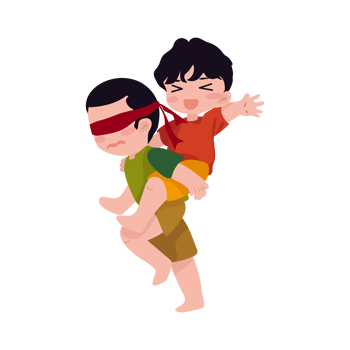 Illustration of Children Playing Piggyback Ride Game png
