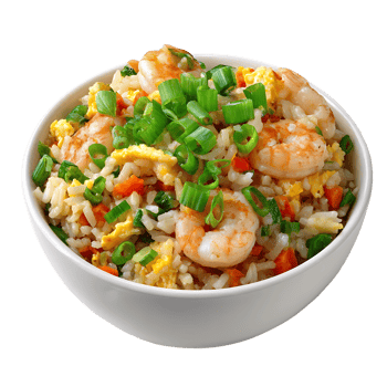 Delicious shrimp fried rice a savory bowl of rice shrimp vegetables and egg png