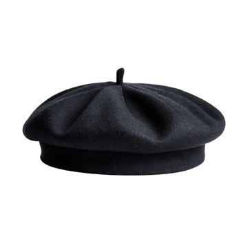 A dark gray wool beret hat png