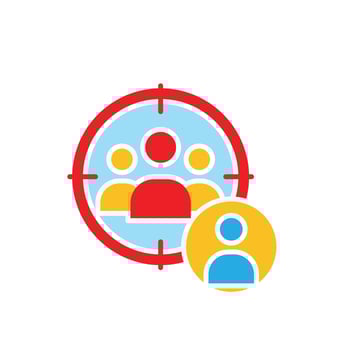 Marketing icon. Target Audience. Silhouette of a person in a target circle. Branding, strategy, digital. flat design style. vector
