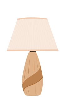 Table lamp or bedside lamp . Bedroom furniture, interior decor item, lighting equipment clipart in flat cartoon style isolated on white background. vector
