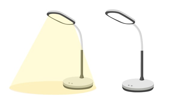 Table lamp . School supplies clip art. Back to school. Desk lamp. Lighting equipment clipart set in flat cartoon style isolated on white. vector