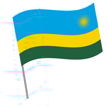 Rwanda national flag flutters with flagpole vector