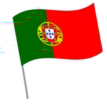 Portugal national flag flutters with flagpole vector