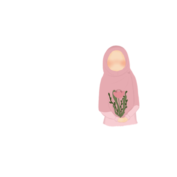 Hijabi Bride Illustration with Flower Bouquet png
