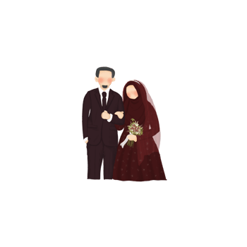 Muslim Wedding Couple in Maroon Attire Holding Flowers png