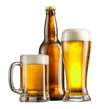 Beer Mug Beer Bottle and Beer Glass Isolated on Transparent Background png