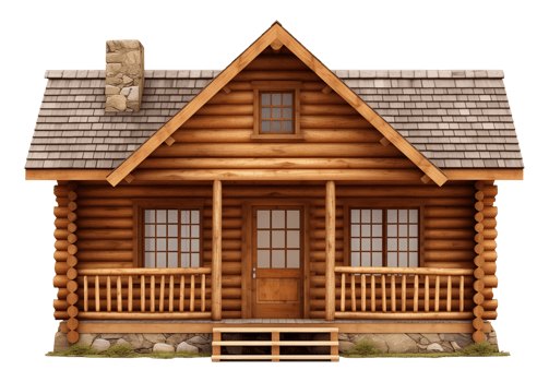 House Log Cabin Isolated on Transparent Background png
