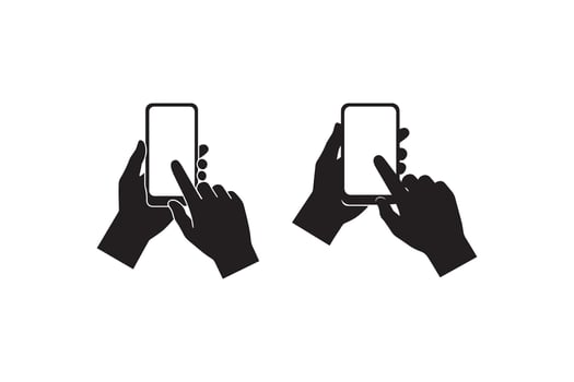Smartphone Hand Gesture Silhouette Communication Design vector