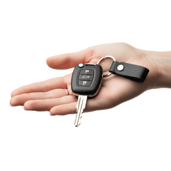 Hand holding a car key isolated on transparent background png