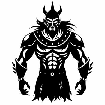 Warrior silhouette in tribal armor illustration vector