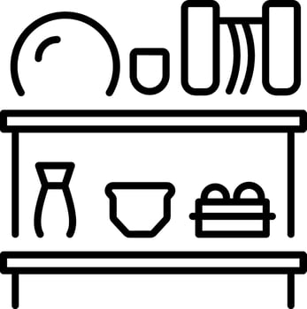 An outline style icon depicting dish rack vector