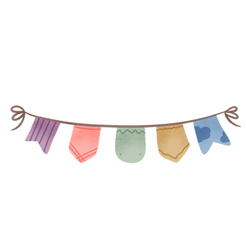 Cute Hanging Garland Flags in Pastel Hand Drawn Party Banner Clipart png
