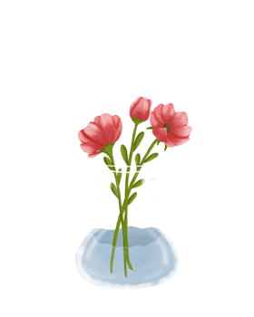 Hand Drawn Red Poppies in Vase Watercolor Flower Illustration png