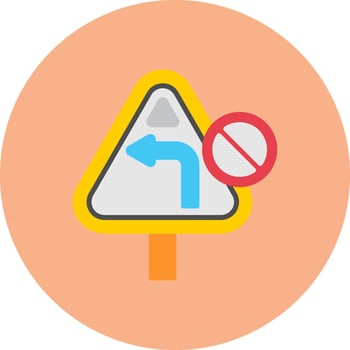 No Turn Left Sleek Shape Unit vector